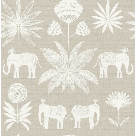 MANHATTAN COMFORT Marseille Bazaar Light Grey Elephant Oasis 33 ft L X 205 in W Wallpaper BR4014-26433